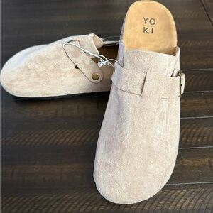 Yoki Light Tan Suede Mules